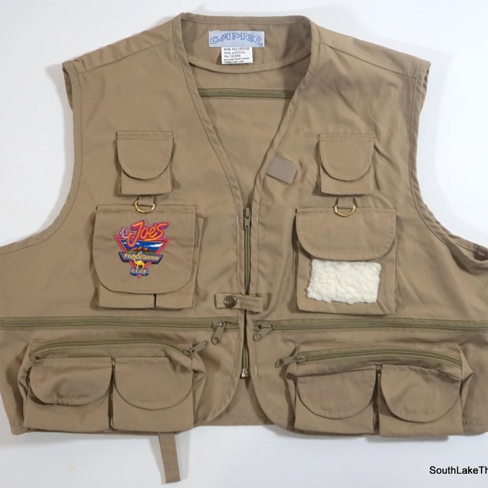 Camel Joe Fish & Game Club Jacket Vintage Cigarettes Fly Fishing Vest